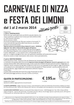 CARNEVALE DI NIZZA e FESTA DEI LIMONI dal 1 al 2 marzo 2014