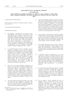 REGOLAMENTO (CE) N. 1383/2003 DEL CONSIGLIO del 22 luglio