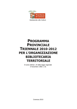 Programma provinciale triennale 2010/2012
