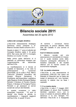 Bilancio sociale 2011 - Associazione Sostegno Demenze