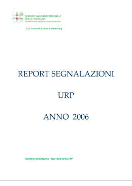 report segnalazioni urp anno 2006