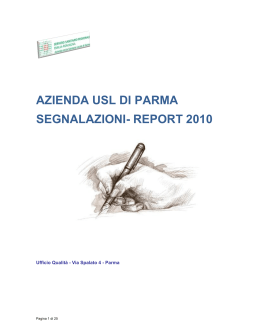 azienda usl di parma segnalazioni- report 2010