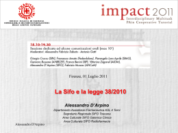 La Sifo e la legge 38/2010 Alessandro D`Arpino