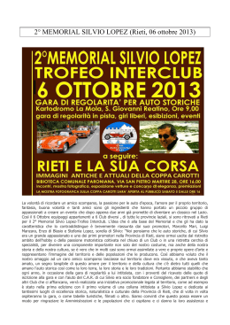 2° MEMORIAL SILVIO LOPEZ (Rieti, 06 ottobre 2013)