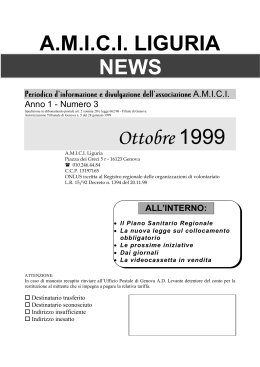 A.M.I.C.I. LIGURIA Ottobre 1999 NEWS