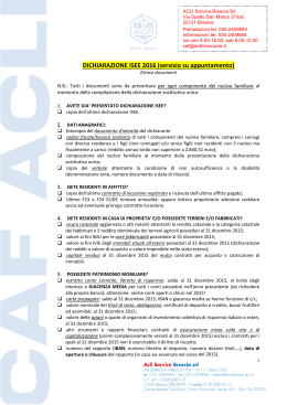ISEE 2016 - Elenco documenti - Acli Provinciali di Brescia