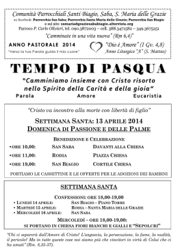 libretto pasqua - Parrocchie S.Maria delle Grazie, S.Biagio e S.Saba