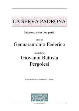 La serva padrona - Libretti d`opera italiani