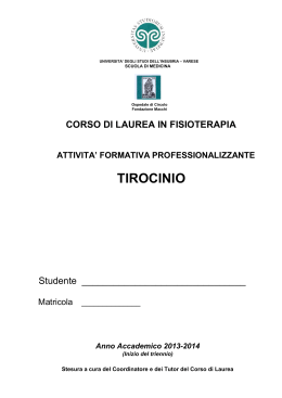 Libretto di tirocinio - Università degli Studi dell`Insubria
