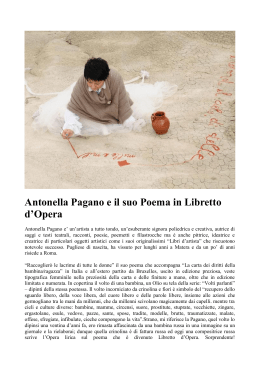 Antonella Pagano e il suo Poema in Libretto d`Opera