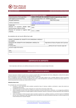 Certificato di Deposito - Banca Popolare del Cassinate