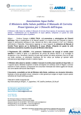 Associazione Aqua Italia: il Ministero della Salute pubblica il