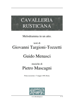 Cavalleria rusticana - Libretti d`opera italiani