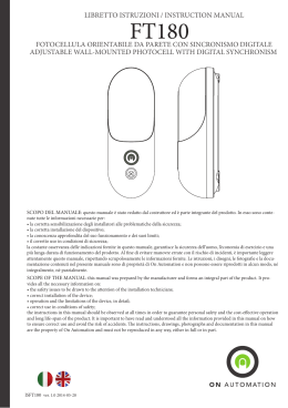 Fotocellula digitale orientabile Manuale dell`art. FT180 in italiano ed