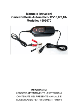 Manuale Istruzioni CaricaBatterie Automatico 12V 0,8/3,8A Modello