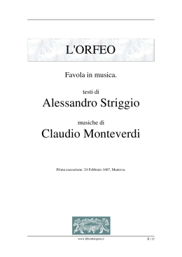 L`ORFEO Alessandro Striggio Claudio Monteverdi