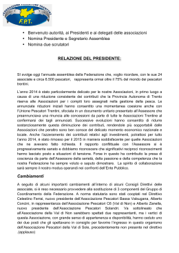 Relazione del Presidente - Federazione Pescatori Trentini
