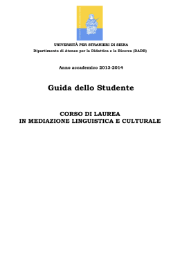 Guida dello Studente Mediazione Linguistica a.a. 2013-2014