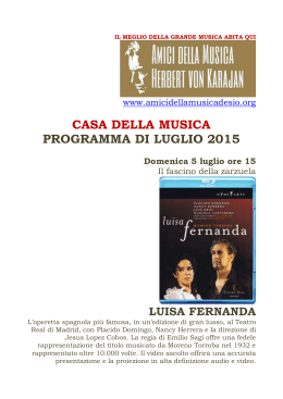 CASA DELLA MUSICA PROGRAMMA DI LUGLIO 2015