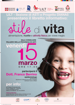 Locandina presentazione libretto " STILE DI VITA "