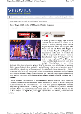 Happy Days:dal 29 Aprile all`8 Maggio al Teatro Augusteo Page 1 of
