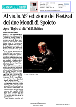 29/06/2012 Il giornale dell`Umbria Al via la 55 edizione del Festival