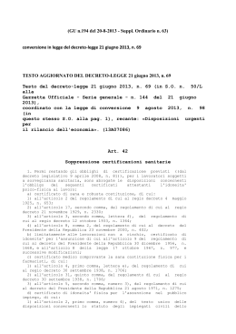 GU n. 194 del 20-8-2013 LG 98 del 9 agosto 2013(Certificati Medici).