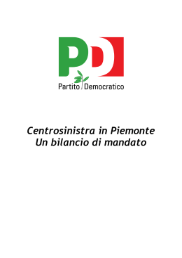 Centrosinistra in Piemonte Un bilancio di mandato