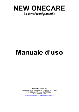 NEW ONECARE Manuale d`uso