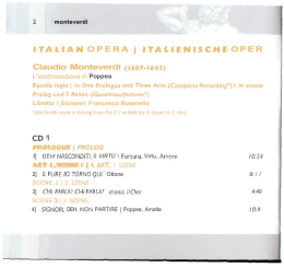 ITALIAN OPERA j ITALIENISCHE OPER Claudio Monteverdi (is67