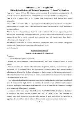 regolamento disciplinare - Istituto Comprensivo "T. Bonati", Bondeno