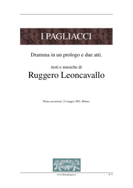 I PAGLIACCI Ruggero Leoncavallo