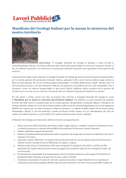 Manifesto dei Geologi Italiani per la messa in