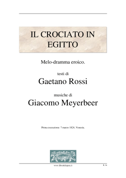 Il crociato in Egitto - Libretti d`opera italiani