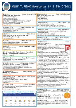 Newsletter Ufficio Turismo Olbia n. II/12 del 25/10/2012
