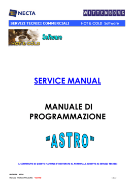 SERVICE MANUAL MANUALE DI PROGRAMMAZIONE