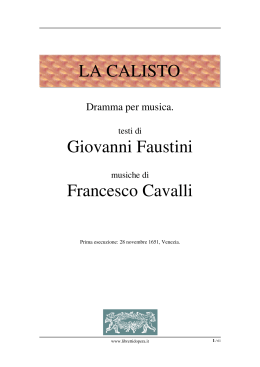 La Calisto - Libretti d`opera italiani
