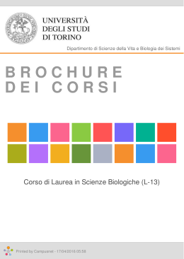 Brochure dei corsi  - Corso di Laurea in Scienze Biologiche