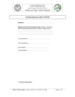 Libretto/Agenda dello STAGE - Corso di Studi in Scienze Naturali