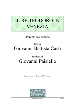 Il re Teodoro in Venezia - Libretti d`opera italiani