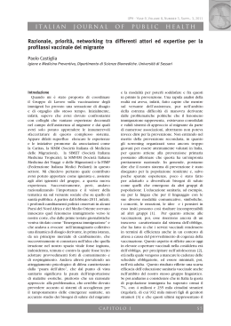 ITALIAN JOURNAL OF PUBLIC HEALTH Razionale, priorità
