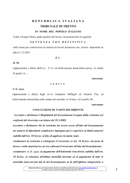Sentenza del Tribunale di Trento del 12 aprile 2012