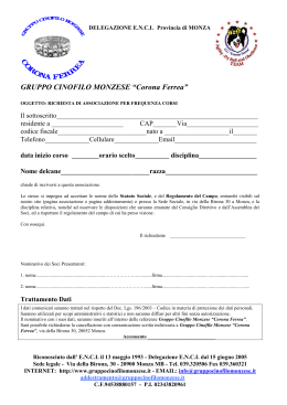 scheda iscrizione - Gruppo Cinofilo Monzese CORONA FERREA