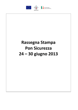 Rassegna Stampa Pon Sicurezza 24 – 30 giugno 2013