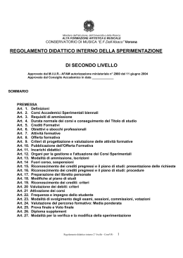 Regolamento bienni sperimentali per gli iscritti prima del 2011-12