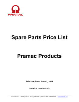 Spare Parts Price List Pramac Products