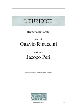 L`EURIDICE Ottavio Rinuccini Jacopo Peri