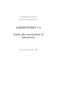 LABORATORIO 1-A Guida alle esercitazioni di laboratorio