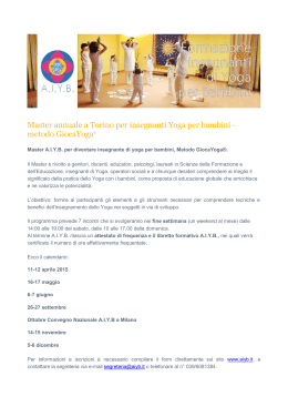Master annuale a Torino per insegnanti Yoga per bambini