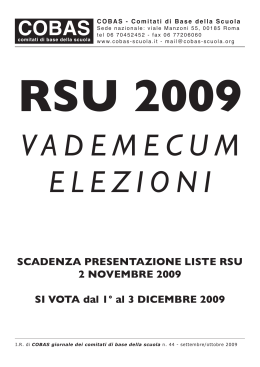 vademecum per elezioni RSU 2009 - Centro Studi per la Scuola